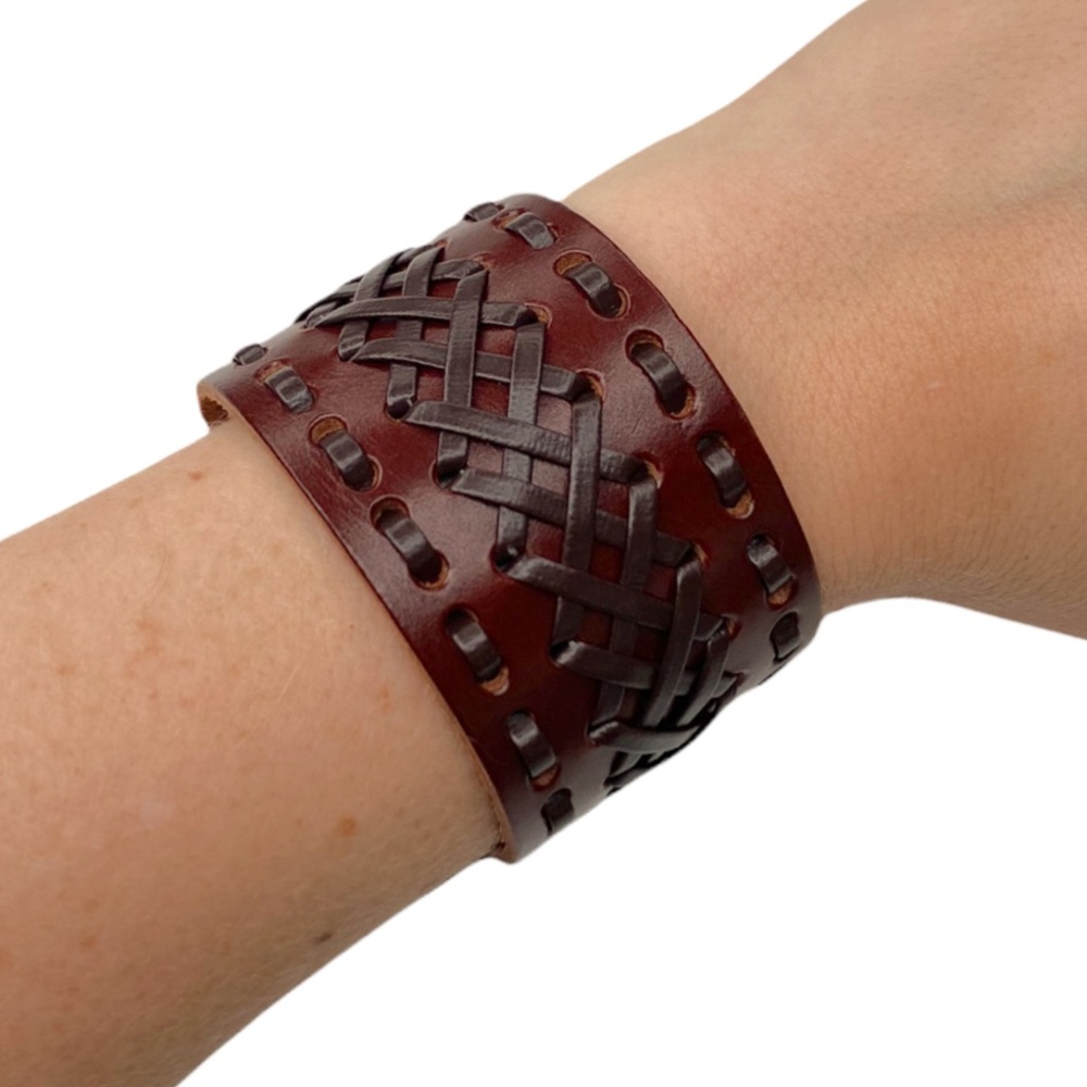 Braided Western Country Leather Cuff Bracelet NEW Men Women Adjustable Boho NWT